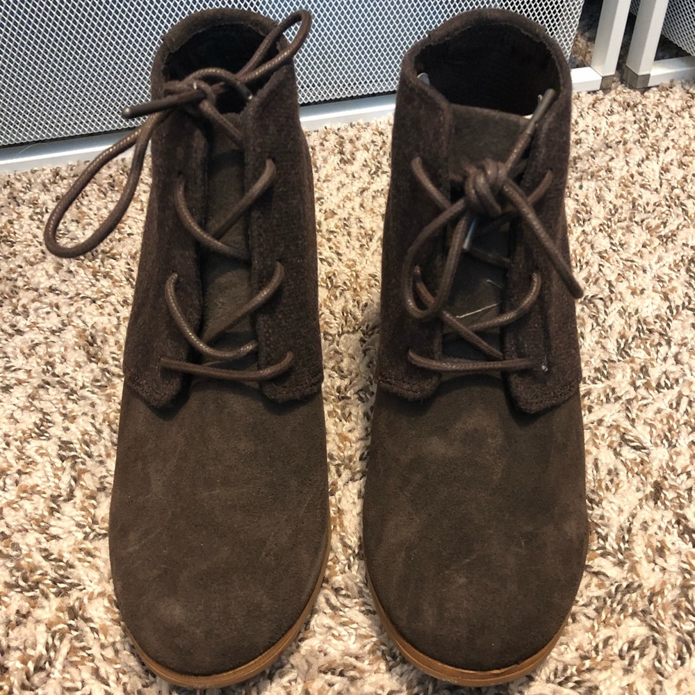 TOMS Lunata Lace-Up Suede & Wool Bootie